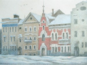 «Вильнюс. Старые дома». Бумага, цветной карандаш. 2014 г.