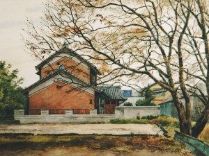 «Дома в Кавашиме». Бумага, акварель. 1999 г.