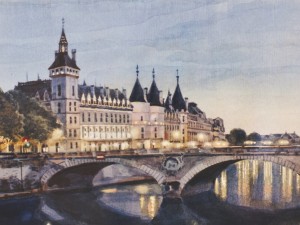 «Вид Парижа». Бумага, акварель, белила. 2014 г.
