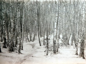 «Троицкий зимний лес». Бумага, графитный карандаш. 1997 г.
