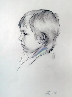 «Петя Школьников». Бумага, цветной карандаш. 1982 г.
