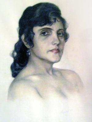 «Портрет жены» (Хосефина). Цветной карандаш, бумага, акварель, гуашь. 1981 г.